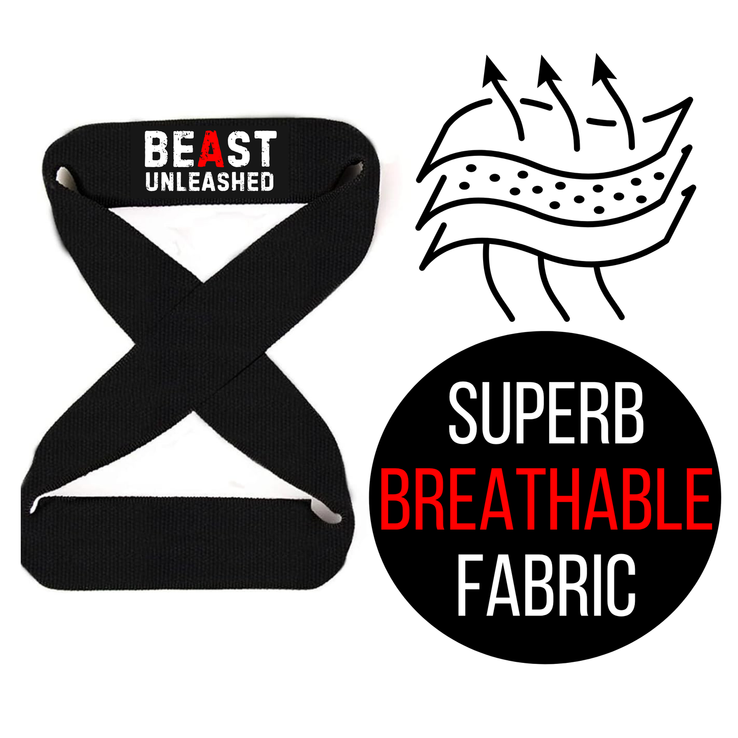 Muscleape Weight Lifting Straps Wrist Supporter Non-Slip with Padded Cuff for Gym Workout (figure 8 straps) Black Beast Mode. | | Muscleape