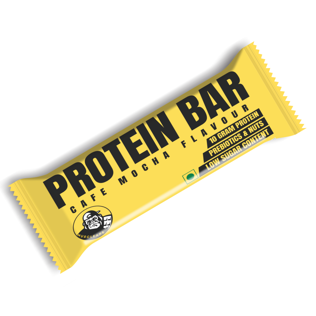 Muscleape Café Mocha Protein Bar – 10g Protein, Dates-Sweetened, Low Sugar, Prebiotics & Nuts