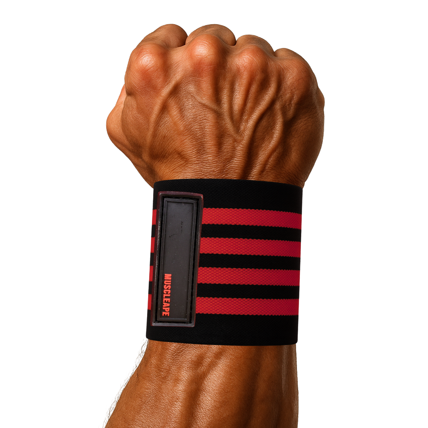 Muscleape Wrist Support Wraps for Gym| For Powerlifters, Bodybuilders and Other Strength Athletes| 3 Inches Velcro with Thumb Loop | Red-Black