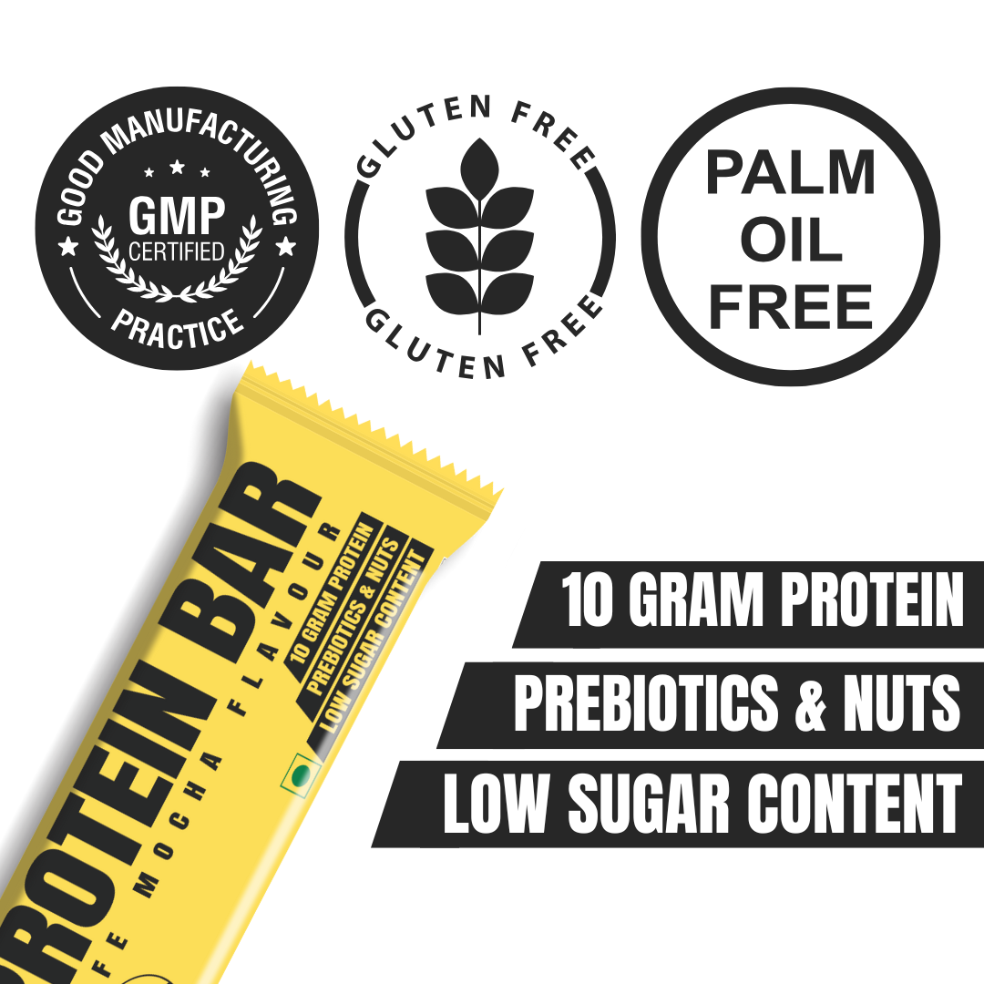Muscleape Café Mocha Protein Bar – 10g Protein, Dates-Sweetened, Low Sugar, Prebiotics & Nuts
