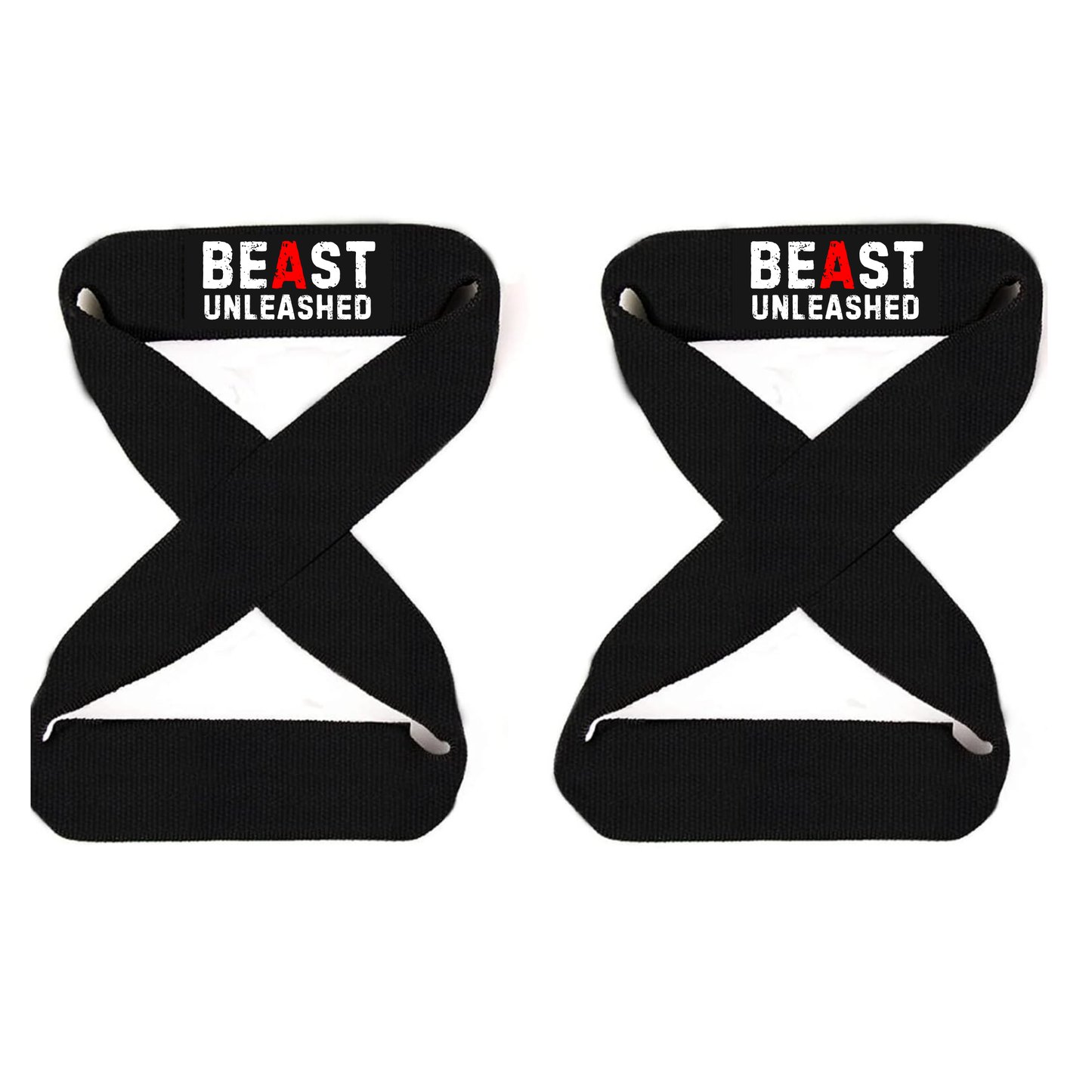 Muscleape Weight Lifting Straps Wrist Supporter Non-Slip with Padded Cuff for Gym Workout (figure 8 straps) Black Beast Mode. | | Muscleape