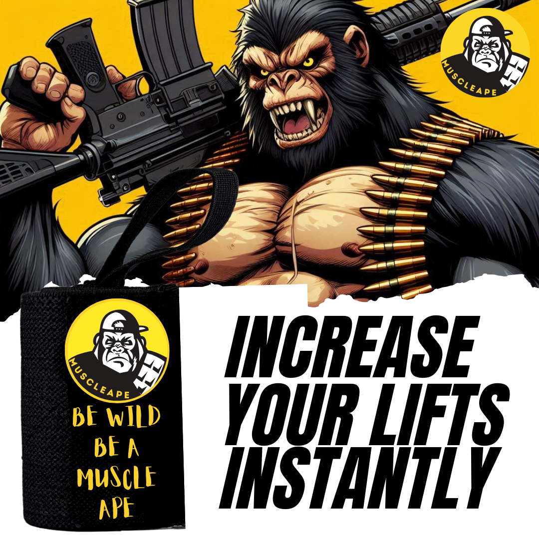 Muscleape Wrist Support Wraps for Gym Black Edition| For Powerlifters, Bodybuilders and Other Strength Athletes| 20X3 Inches with Thumb Loop | Wrist Support Gym | Muscleape