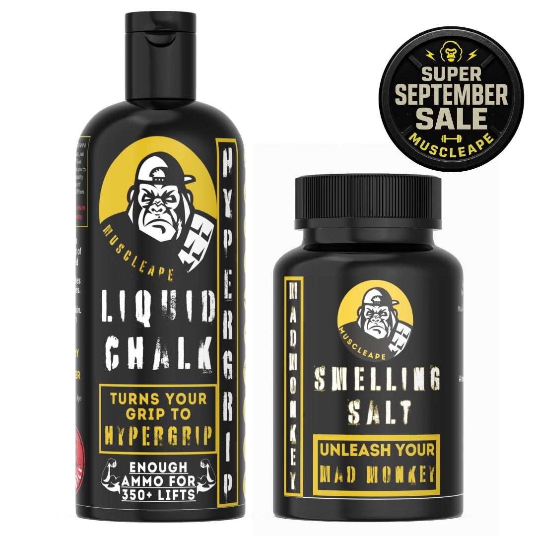 Muscleape Liquid Chalk 200ml with Smelling Salt For Big Lifts. | | Muscleape
