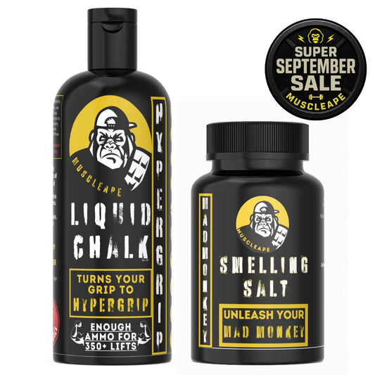 Muscleape Liquid Chalk 200ml with Smelling Salt For Big Lifts. | | Muscleape