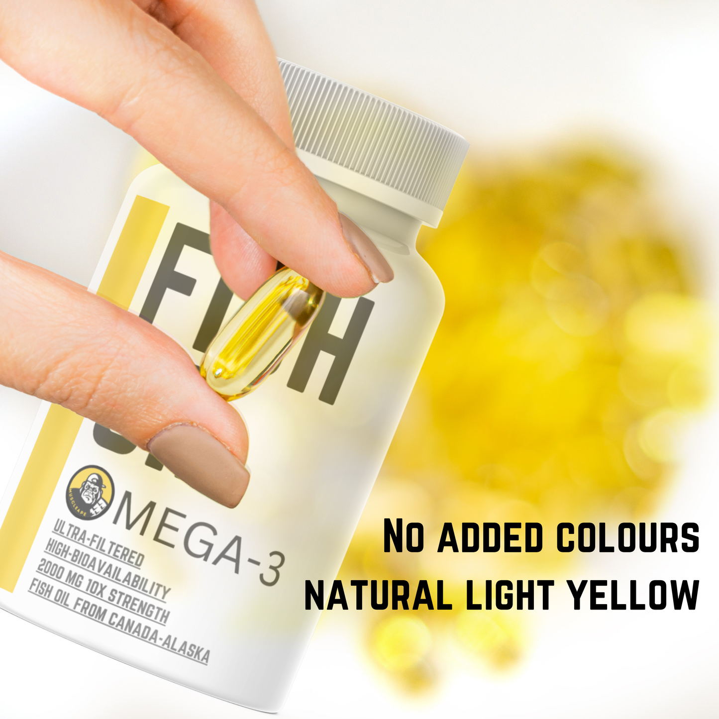 MuscleApe Omega-3 Fish Oil Softgels – 2000 mg Omega-3 (360 mg EPA & 240 mg DHA) – Enteric Coated, Burp-Free, Superior Bioavailability & Easily Digestible. 30 Softgels