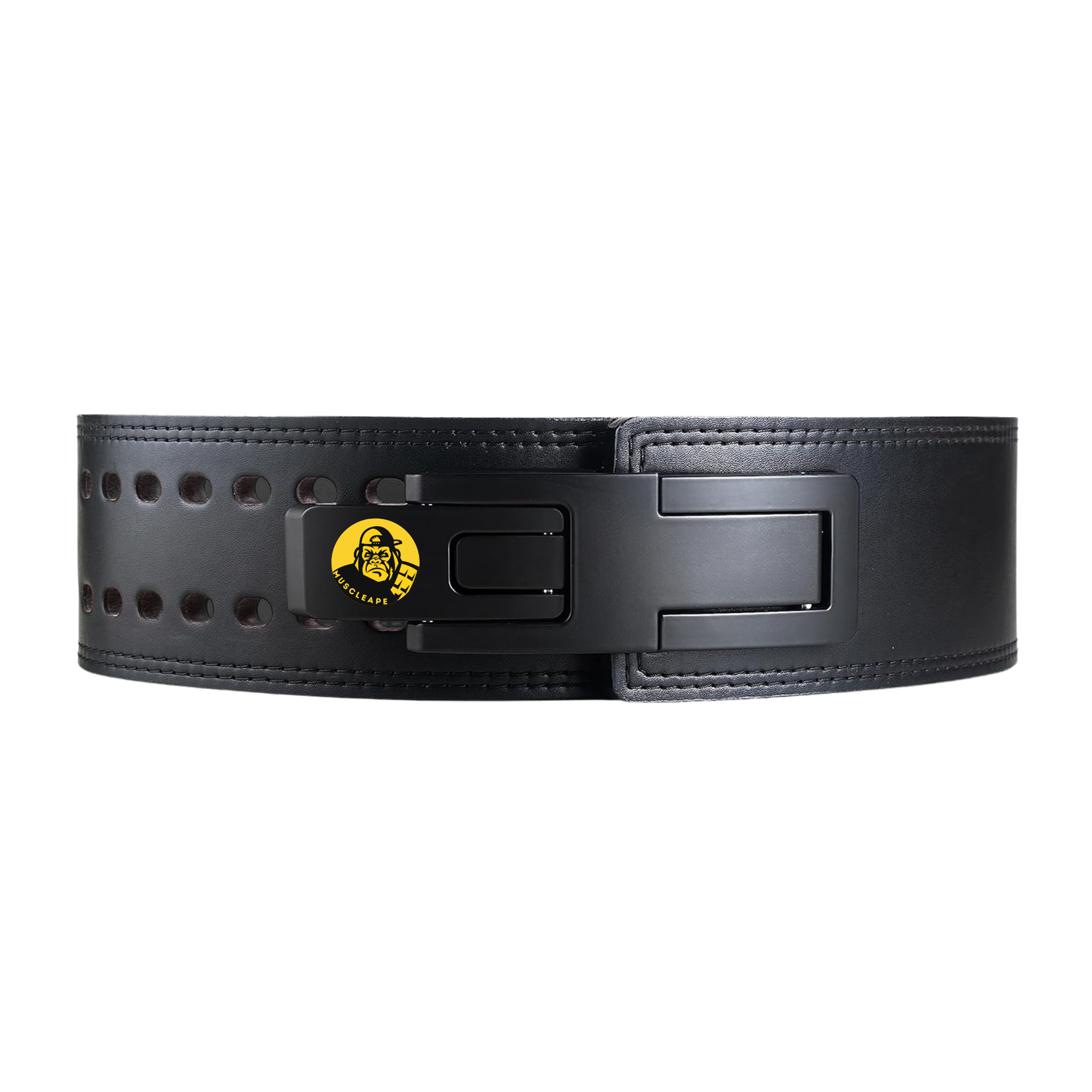 Muscleape 13mm Lever Belt. 4" Wide Genuine Leather. Quick-Release Steel Alloy Lever. Adjustable Powerlifting Belt With Lifetime Brand Warranty.