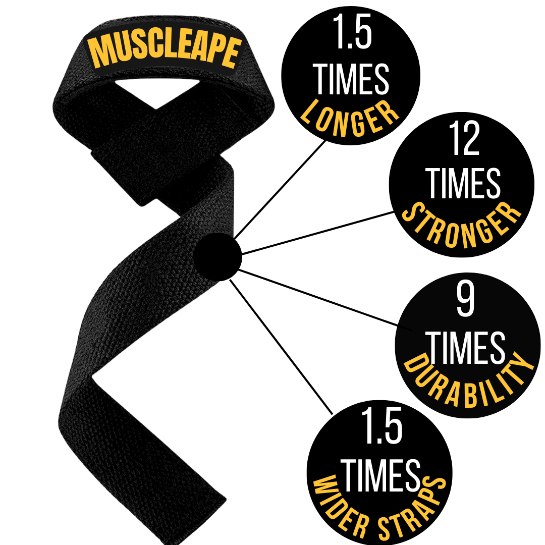Muscleape Original Weight Lifting Straps Wrist Supporter For Gym. Gym Accessories Men & Women. Wrist Strap For Gym With Wrist Support. | Powerlifting | Muscleape