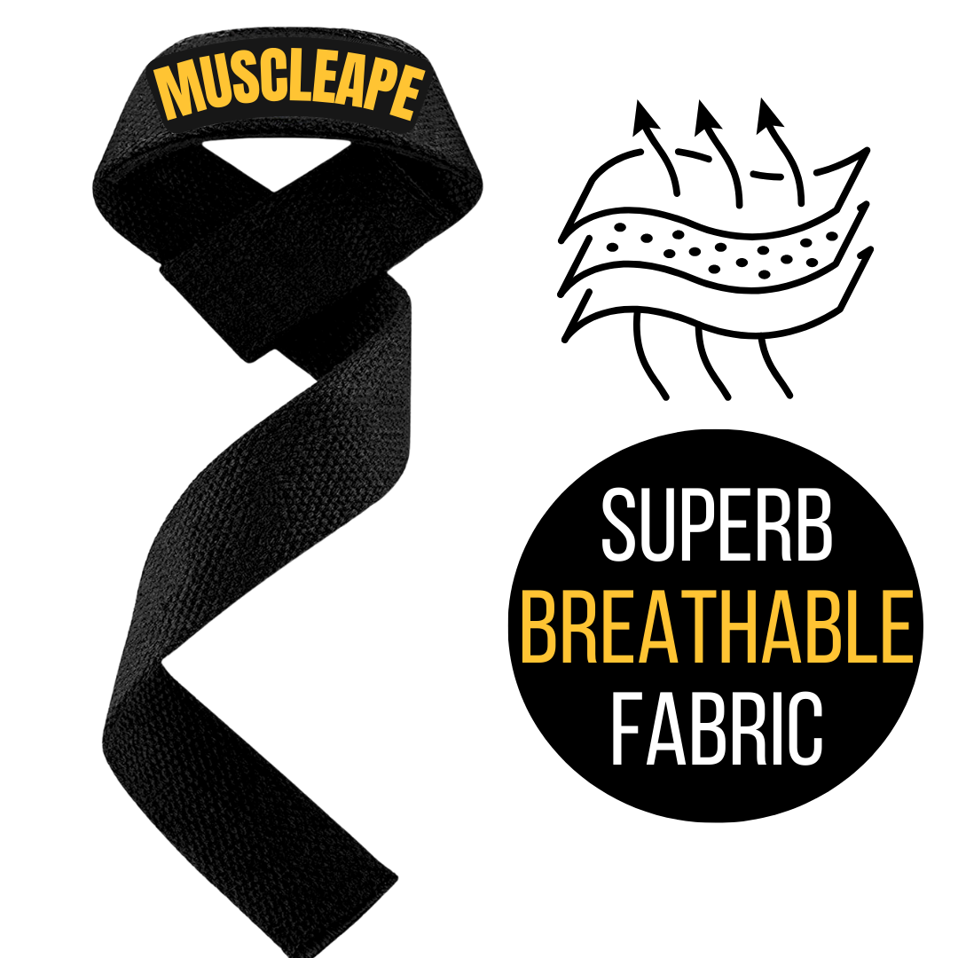 Muscleape Original Weight Lifting Straps Wrist Supporter For Gym. Gym Accessories Men & Women. Wrist Strap For Gym With Wrist Support. | Powerlifting | Muscleape