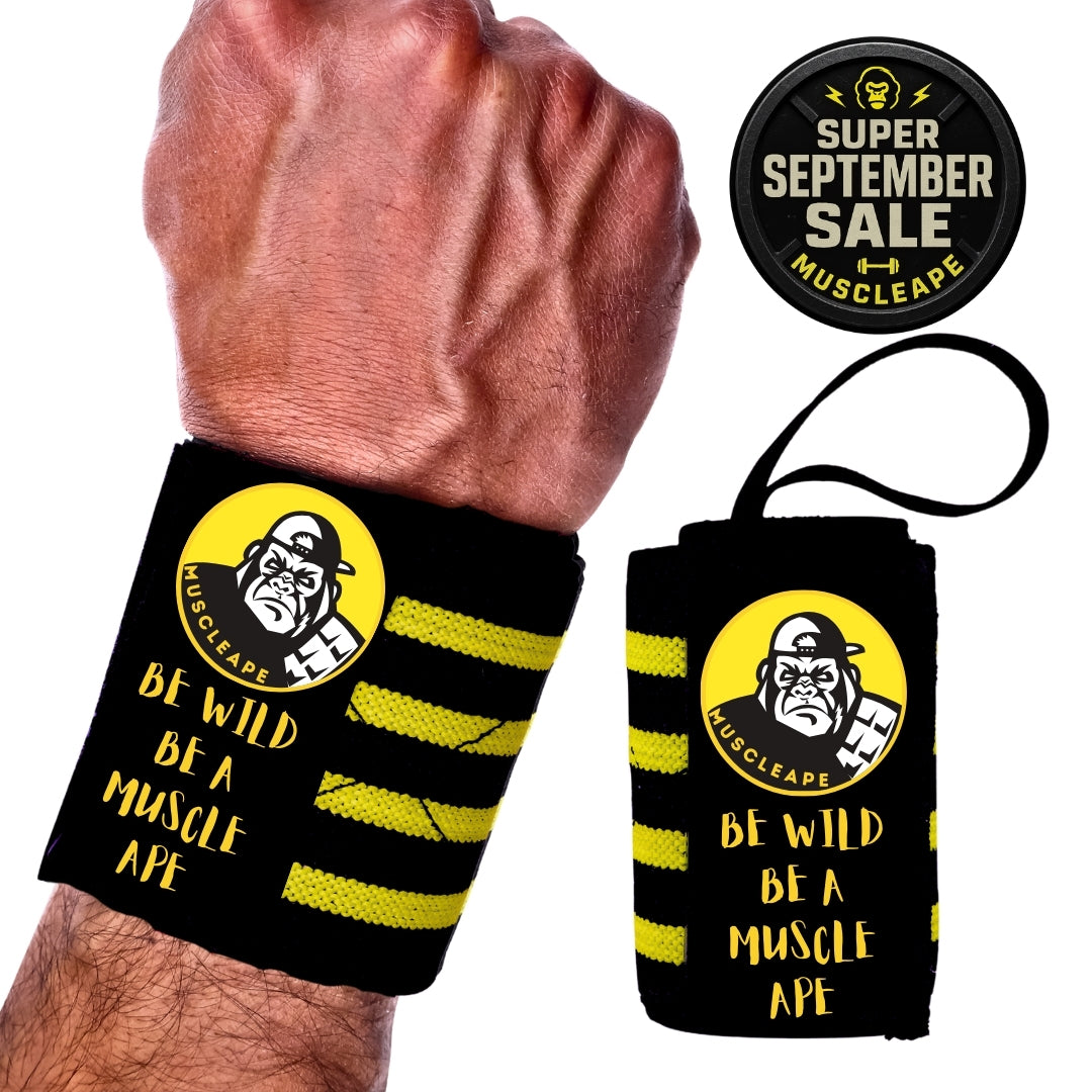 Muscleape Wrist Support Wraps for Gym| For Powerlifters, Bodybuilders and Other Strength Athletes| 20X3 Inches with Thumb Loop | Wrist Support Gym | Muscleape