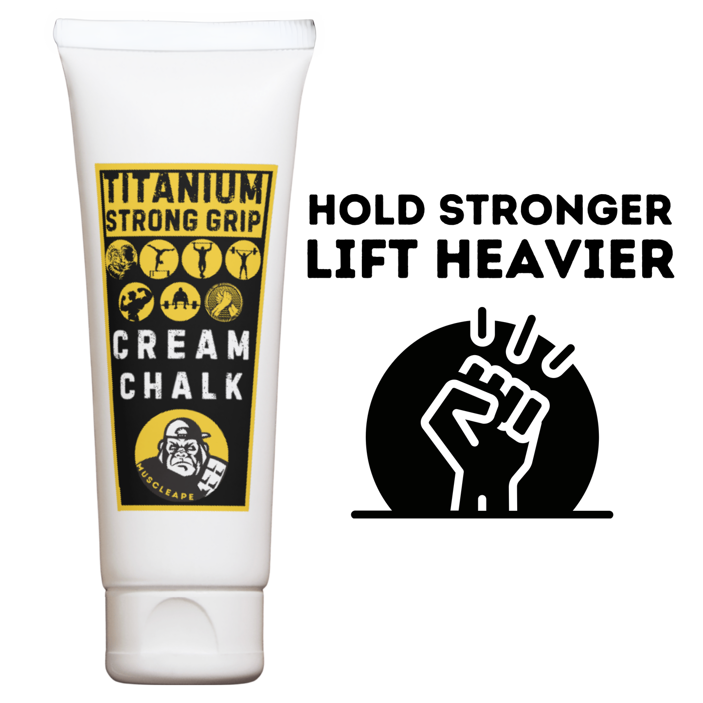 Muscleape Liquid Chalk Cream for Stronger Titanium Strenght Dry Grip. Sweat Free Hands for Weightlifting, Gym, Calisthenics, Gymnastics, CrossFit, Bodybuilding. Grip Harder- Lift Heavier. 250++ Lifts | | Muscleape