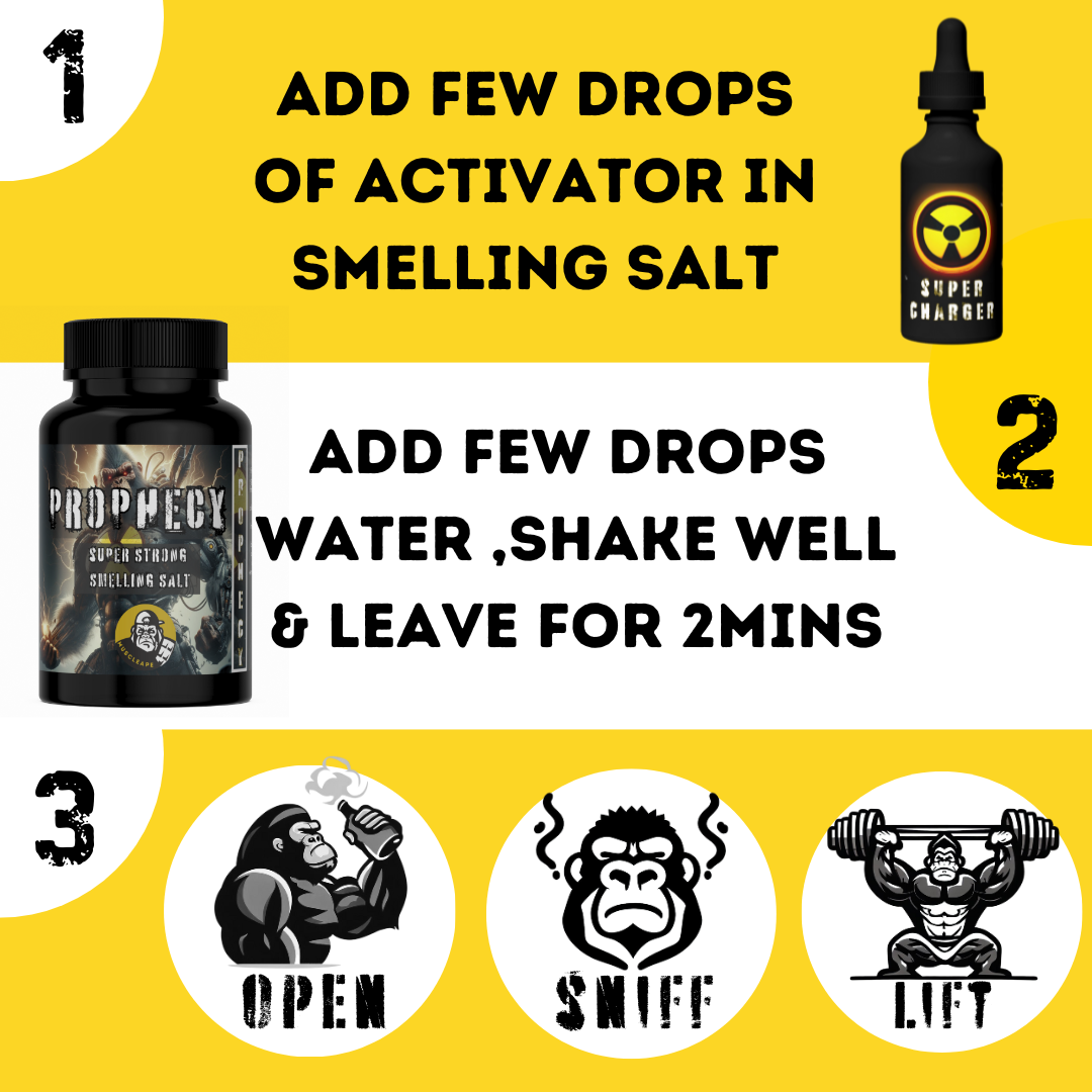 Muscleape Ammonia Stimulant Prophecy With Activator Fuel. Ammonia Smelling Salt For Pro-Athletes. | Powerlifting | Muscleape