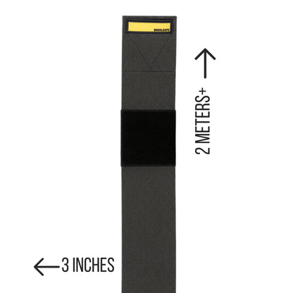 gray knee wraps 
with measurement text on a white background