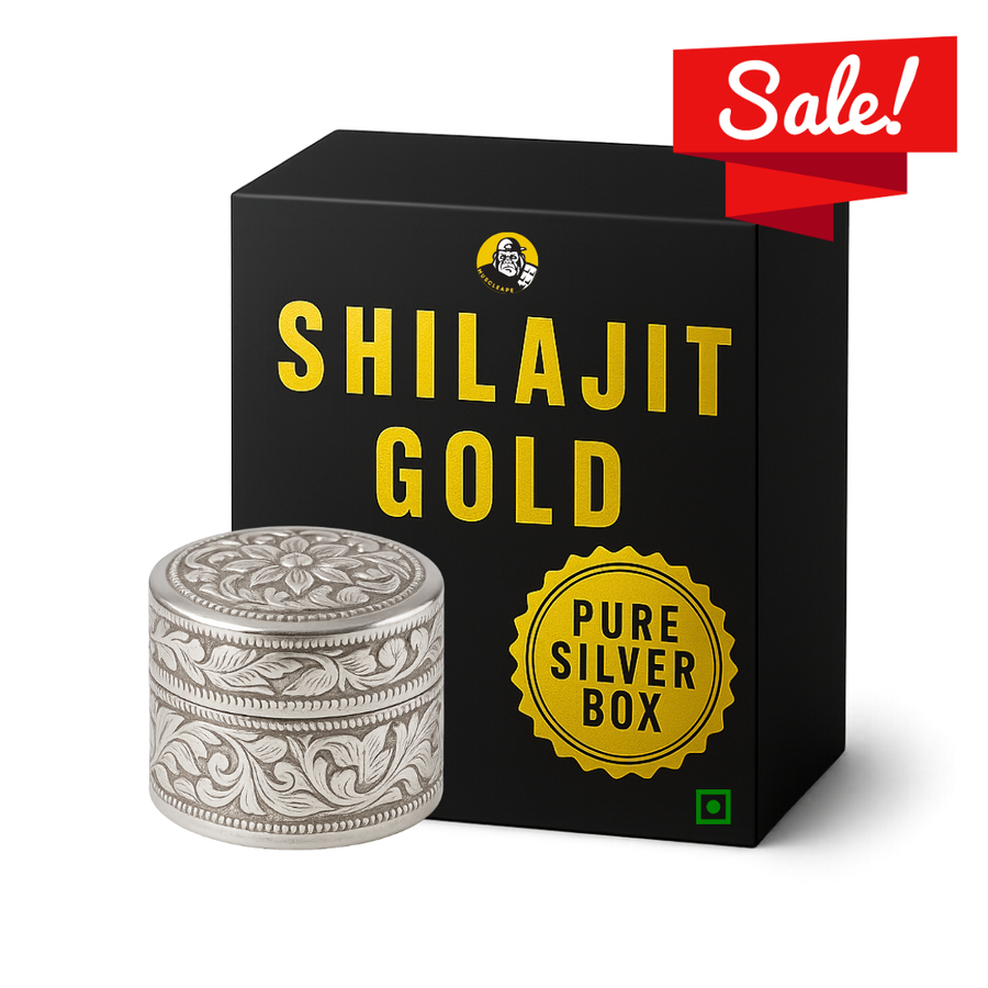 Muscleape Himalayan Shilajit Resin 5g | Silver Container + 24K Gold Infused | With Ashwagandha, Tribulus & 12+ Herbs for Energy & Vitality