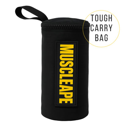 Black tough carry bag with 'Muscleape' branding on a white background
