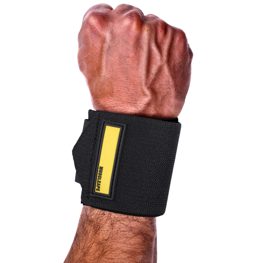 Muscleape Black Wrist Wraps for Weightlifting – Adjustable Gym Wrist Support with Thumb Loop– Flexible Lifting Straps for Men & Women – Powerlifting, Bench Press, CrossFit & Other Sports. | Powerlifting Wrist Support Gym | Muscleape