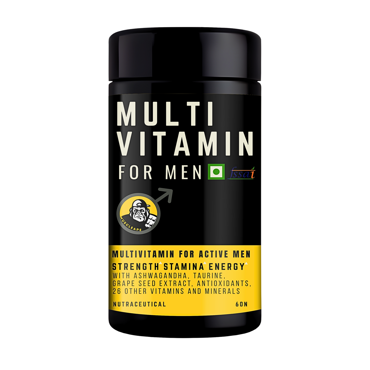 Muscleape Multivitamin for Men | 60 Veg Tablets | 26 Vitamins & Minerals