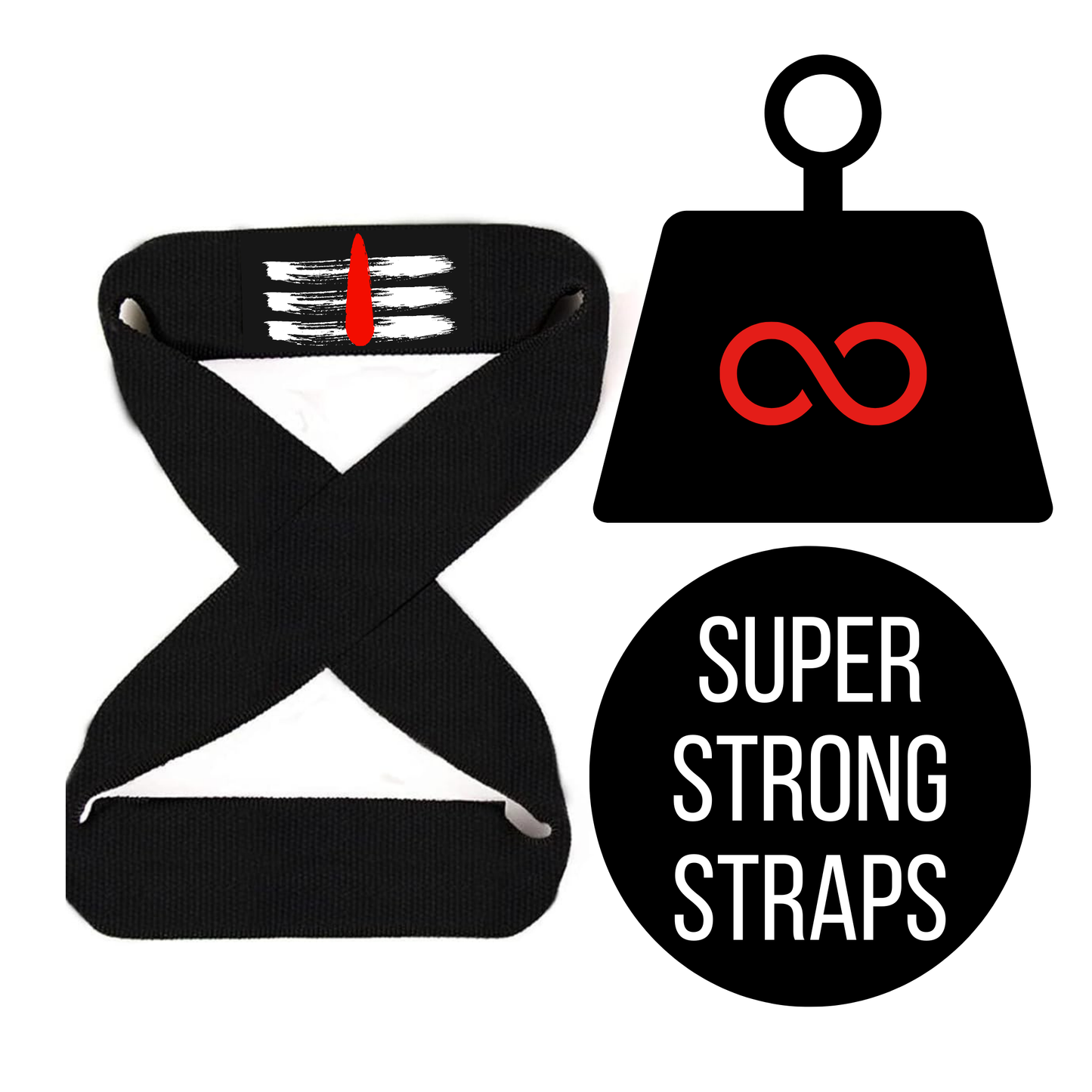 Muscleape Mahakaal 8 Shape Weight Lifting Straps Black Wrist Supporter For Gym . Gym Accessories Men & Women. Wrist Strap For Gym With Wrist Support. | Powerlifting Gym | Muscleape