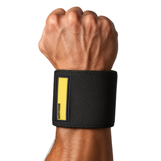 Muscleape Wrist Support Wraps for Gym| For Powerlifters, Bodybuilders and Other Strength Athletes|  3 Inches Velcro with Thumb Loop | Black