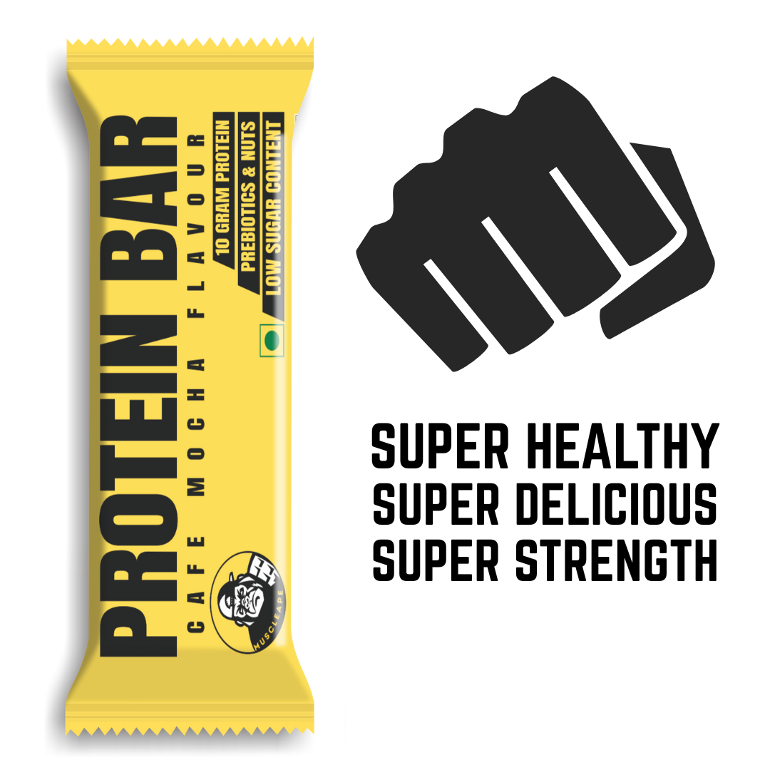 Muscleape Café Mocha Protein Bar – 10g Protein, Dates-Sweetened, Low Sugar, Prebiotics & Nuts