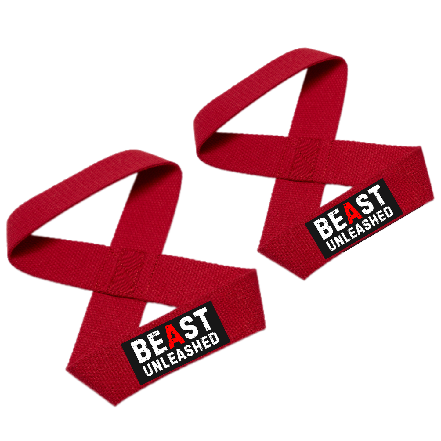 Muscleape Weight Lifting Straps Wrist Supporter Non-Slip with Padded Cuff (figure 8 straps) Red Beast Mode. | | Muscleape