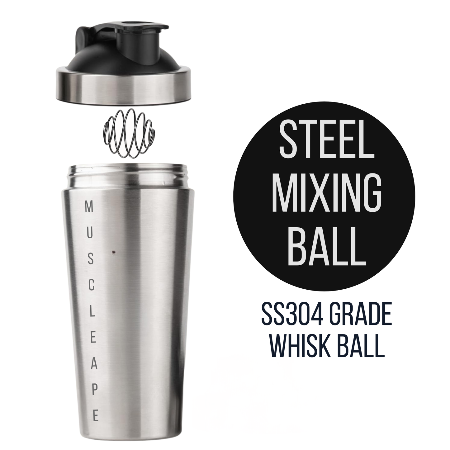 Muscleape Stainless Steel Shaker Bottle 750ml (Silver)