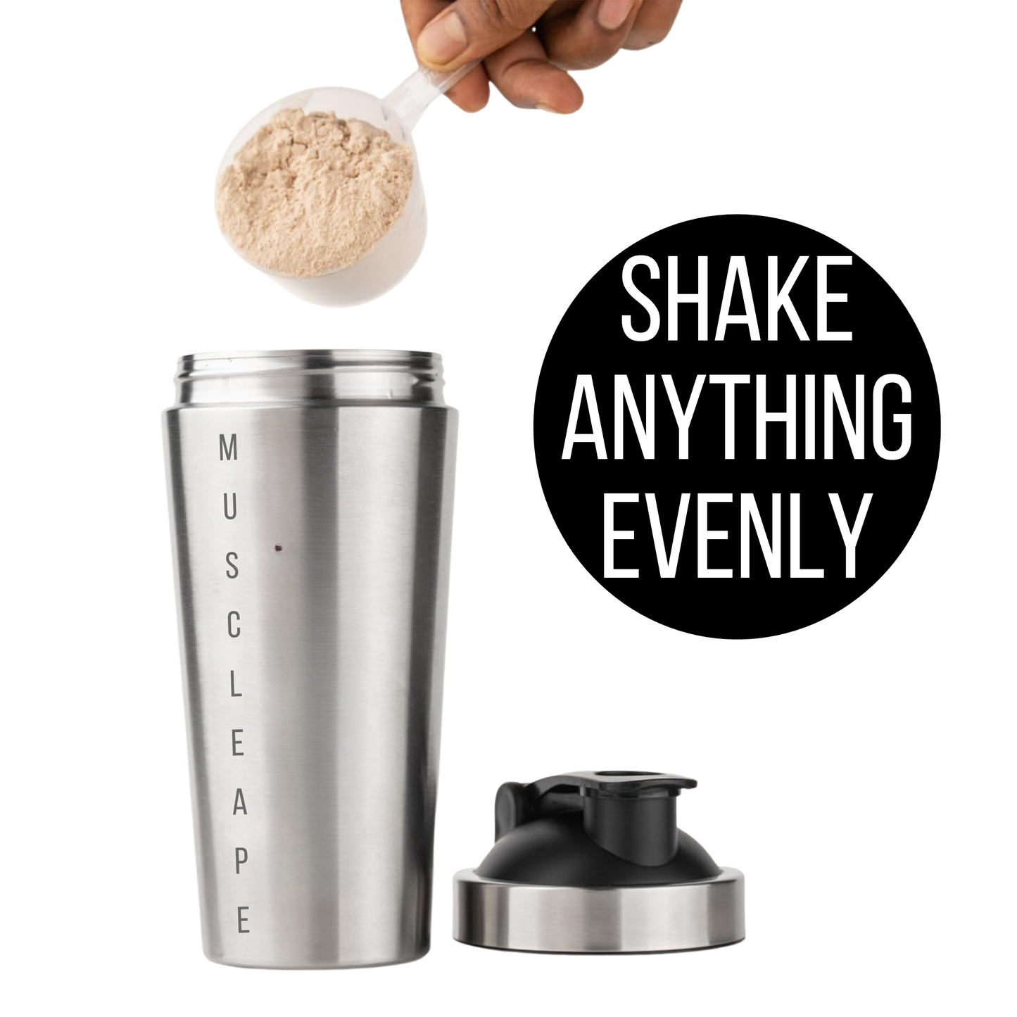 Muscleape Stainless Steel Shaker Bottle 750ml (Silver)