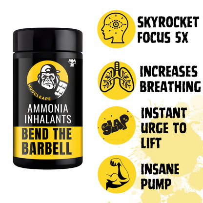 Ammonia inhalants container with black and yellow design on a white background