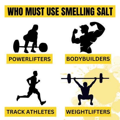 Illustrations of athletes with text indicating who must use smelling salt.