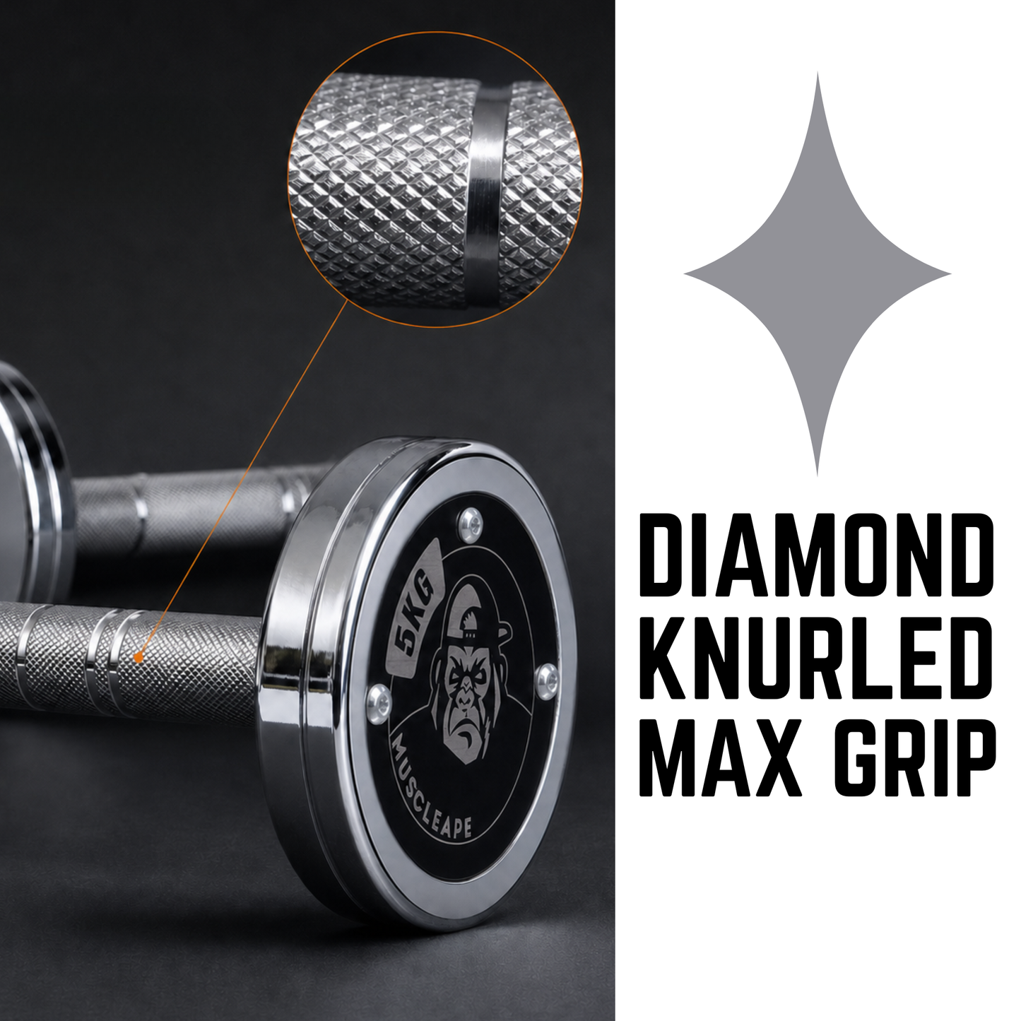 Muscleape Callibrated Chrome Plated Steel Dumbells. Pair Of 2