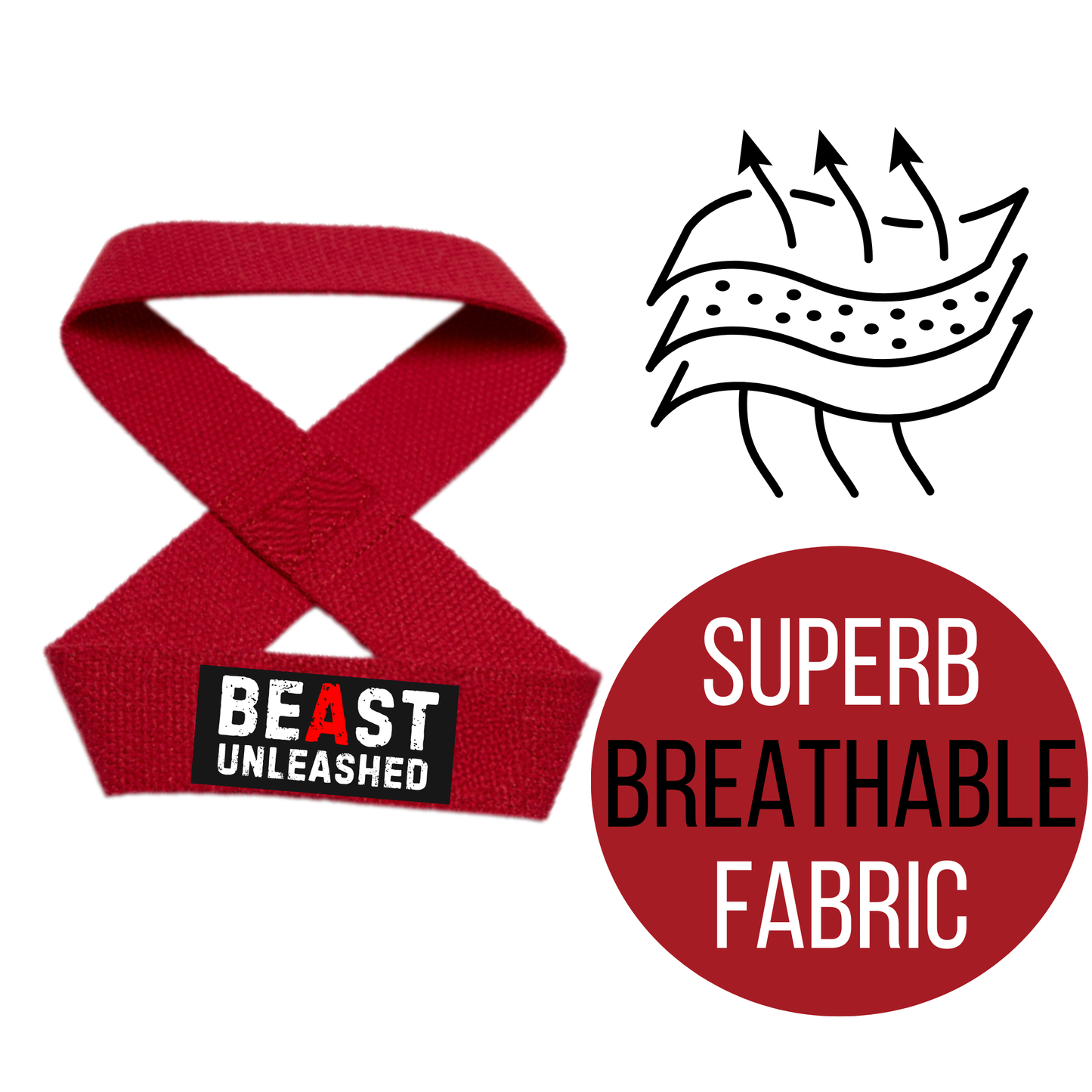 Muscleape Weight Lifting Straps Wrist Supporter Non-Slip with Padded Cuff (figure 8 straps) Red Beast Mode. | | Muscleape