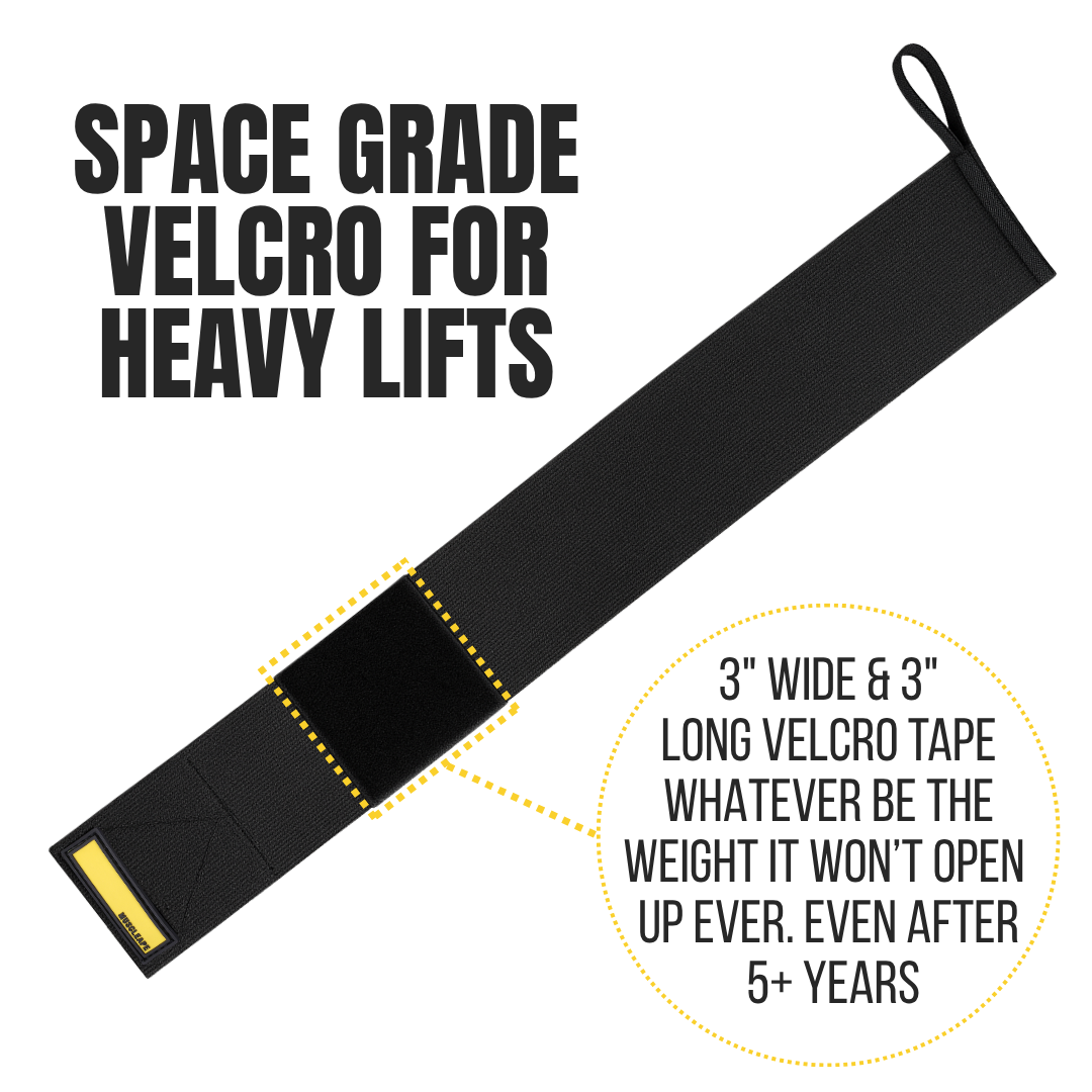 Muscleape Red Wrist Wraps  – Adjustable Thumb-Loop Support for Weightlifting & Powerlifting (Black)