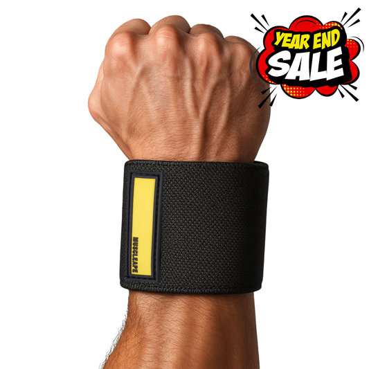 Muscleape Wrist Support Wraps for Gym| For Powerlifters, Bodybuilders and Other Strength Athletes|  3 Inches Velcro with Thumb Loop | Black