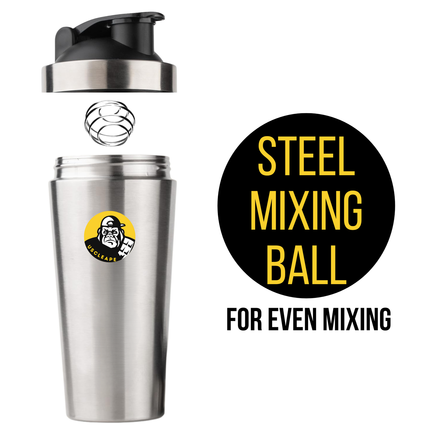 Muscleape Stainless Steel Shaker Bottle For Gym Silver 100% Leakproof Guarantee, Ideal For Protein, Pre Workout, Bcaas & Water Bpa Free Material, 750 milliliter. | | Muscleape