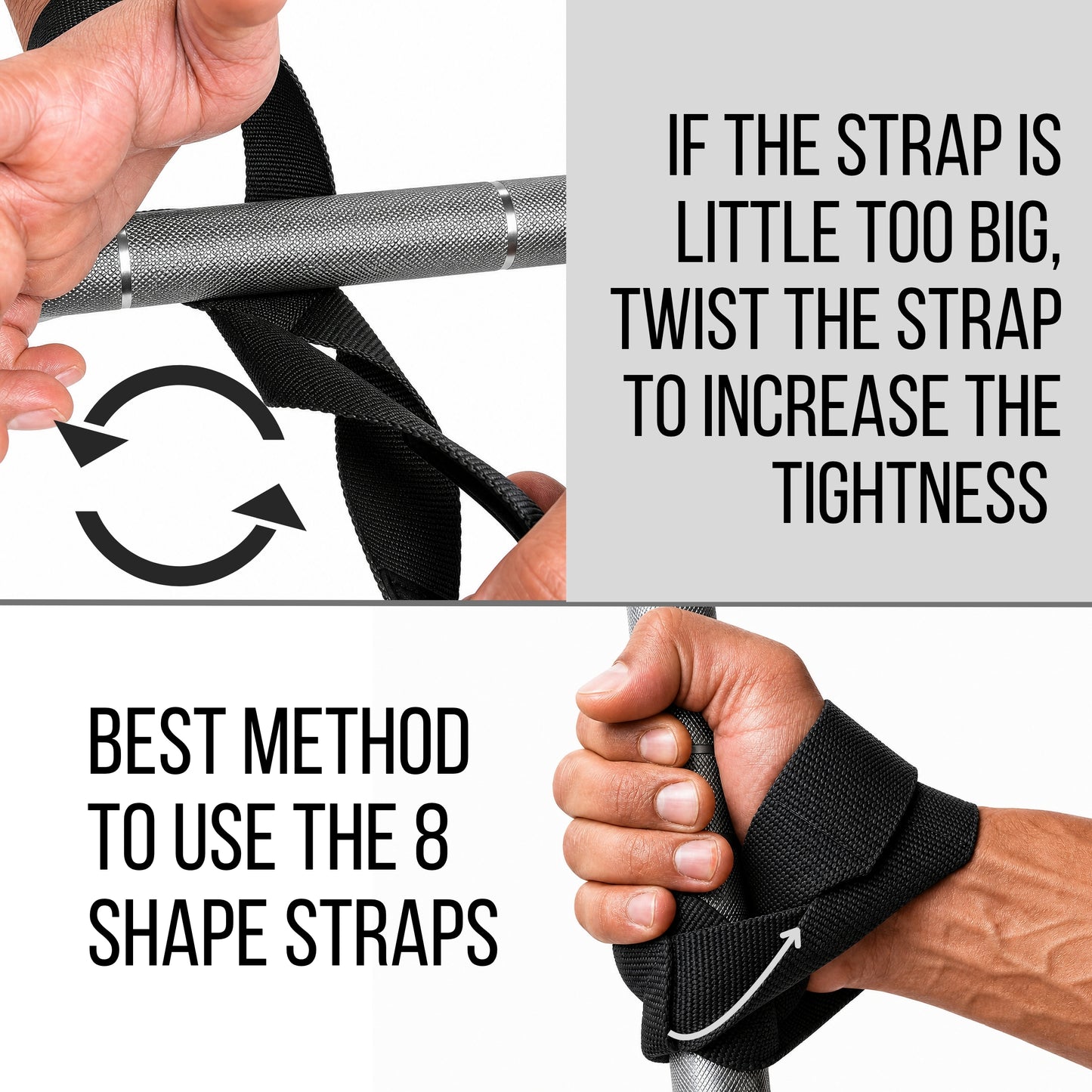 Muscleape 8 Shape Weight Lifting Straps | Original