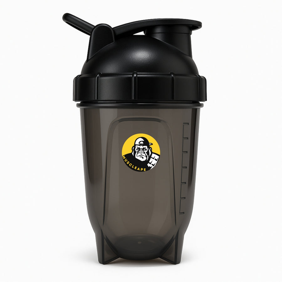 Muscleape Black Bullet Protein Shaker Bottle 500ml | Leakproof, BPA-Free Gym Mixer with Stainless Steel Mixing Ball for Whey & Supplements