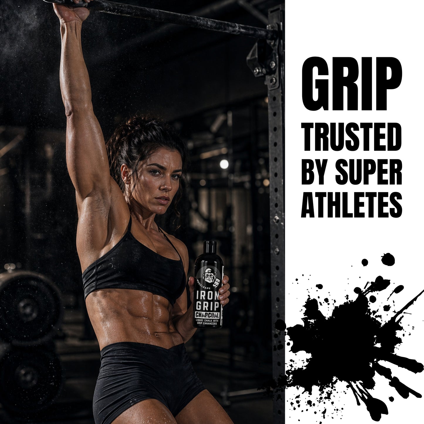 Muscleape Iron Grip Charcoal Liquid Chalk | Fast-Dry Grip Enhancer