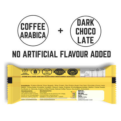 Muscleape Café Mocha Protein Bar – 10g Protein, Dates-Sweetened, Low Sugar, Prebiotics & Nuts