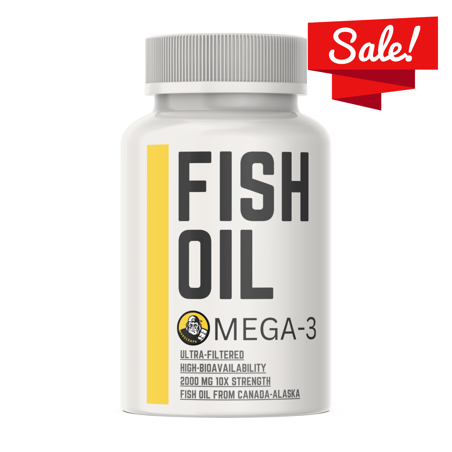 MuscleApe Omega-3 Fish Oil 30 Softgels | 2000mg Omega-3 (EPA 360mg + DHA 240mg) | Enteric Coated Burp-Free, High Absorption