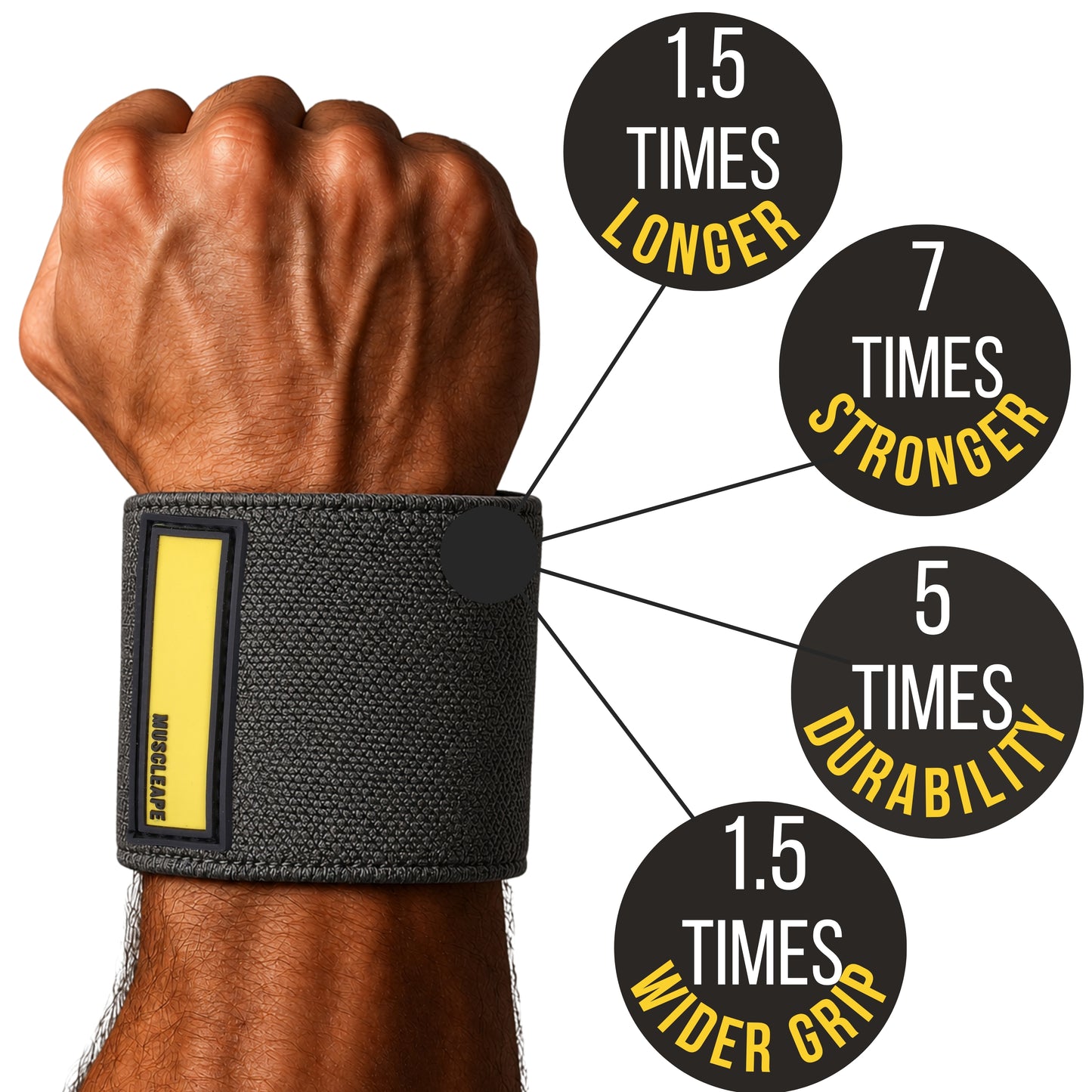 Muscleape Wrist Wraps | Gun Powder Grey
