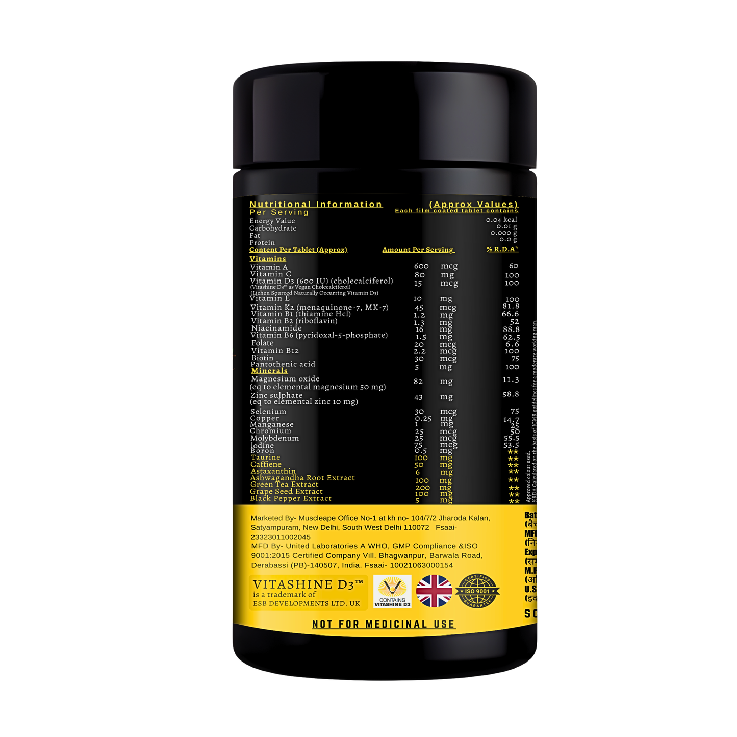 Muscleape Multivitamin for Men | 60 Veg Tablets | 26 Vitamins & Minerals