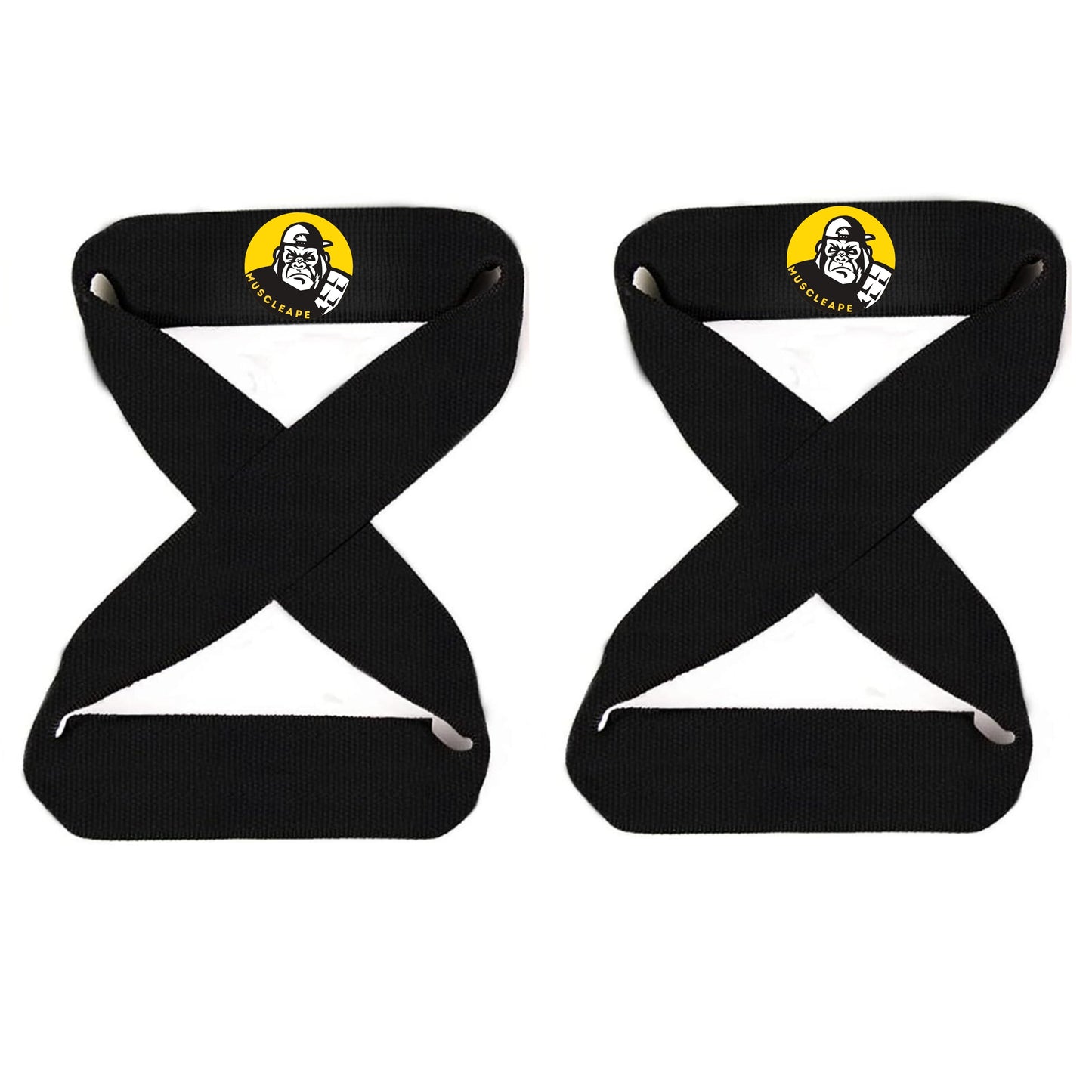 Muscleape Figure-8 Weight Lifting Straps |Black