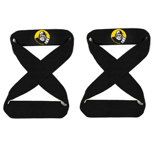 Muscleape Figure-8 Weight Lifting Straps |Black