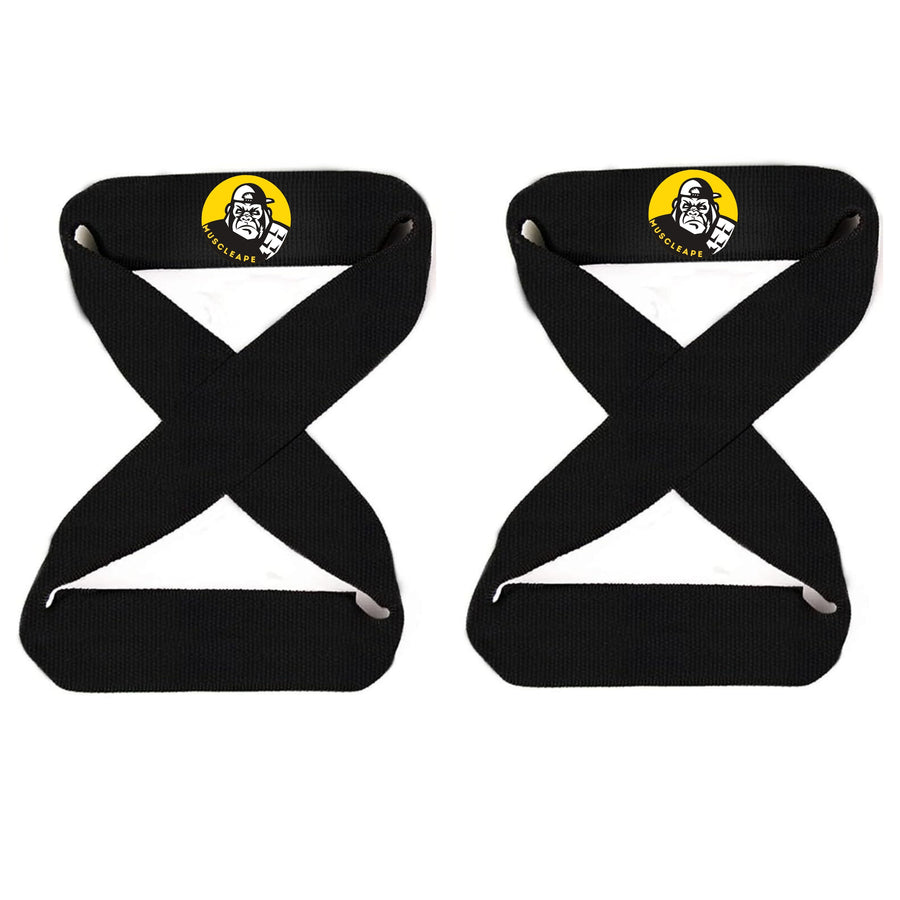 Muscleape Figure-8 Weight Lifting Straps |Black