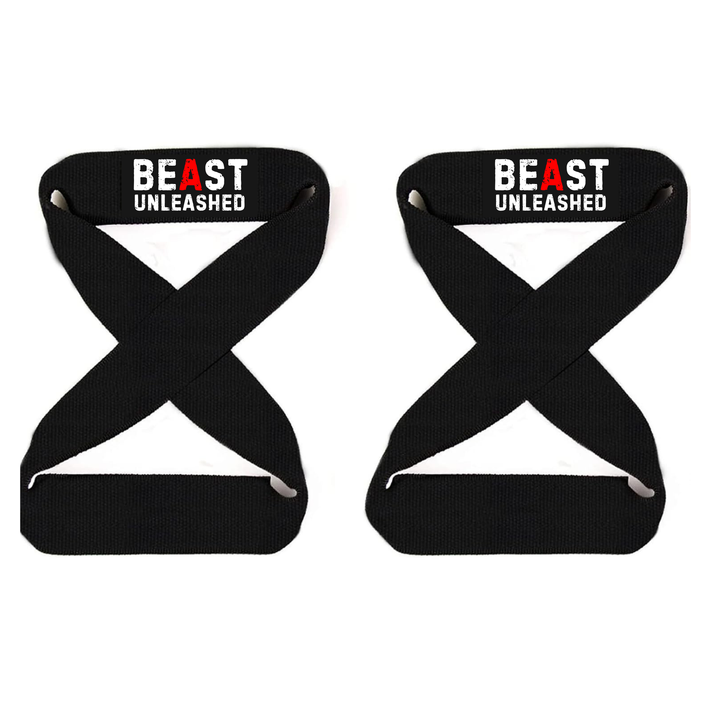 Muscleape 8-Shape Lifting Straps | Black Beast Mode