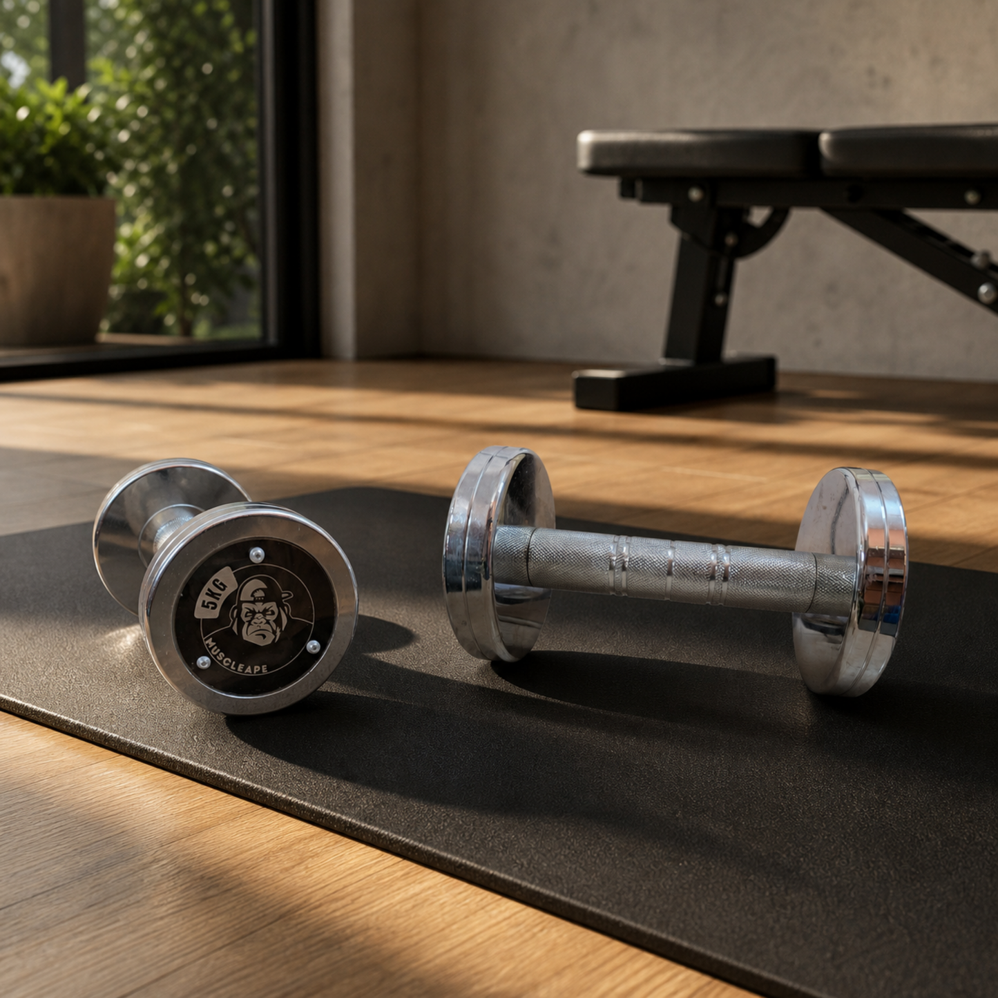 Muscleape Callibrated Chrome Plated Steel Dumbells. Pair Of 2