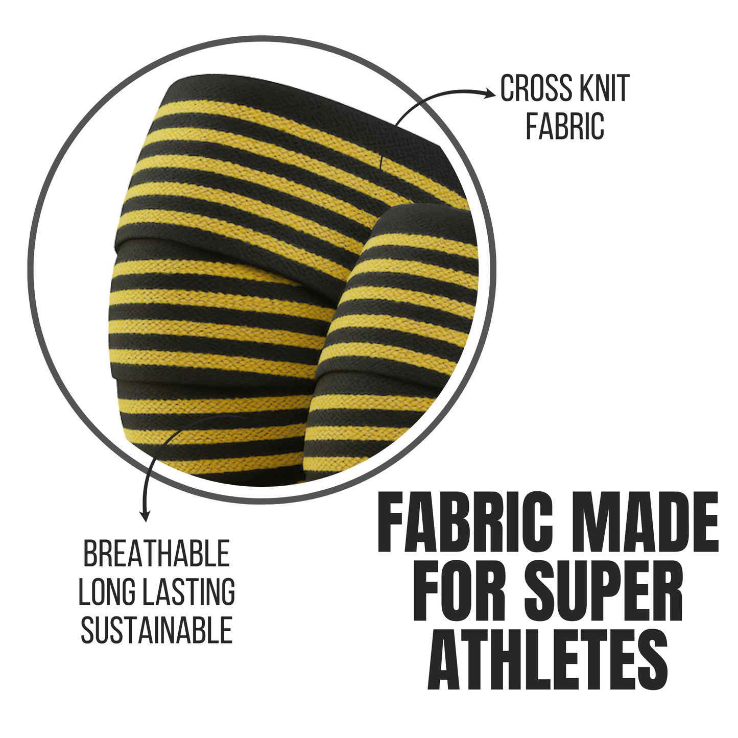 Muscleape 2 Meter Knee & Joint Support Wraps – SuperFabric Elastic Compression Straps for Squats, Leg Press & Powerlifting | Adjustable Gym Support for Men & Women (Bumblebee)