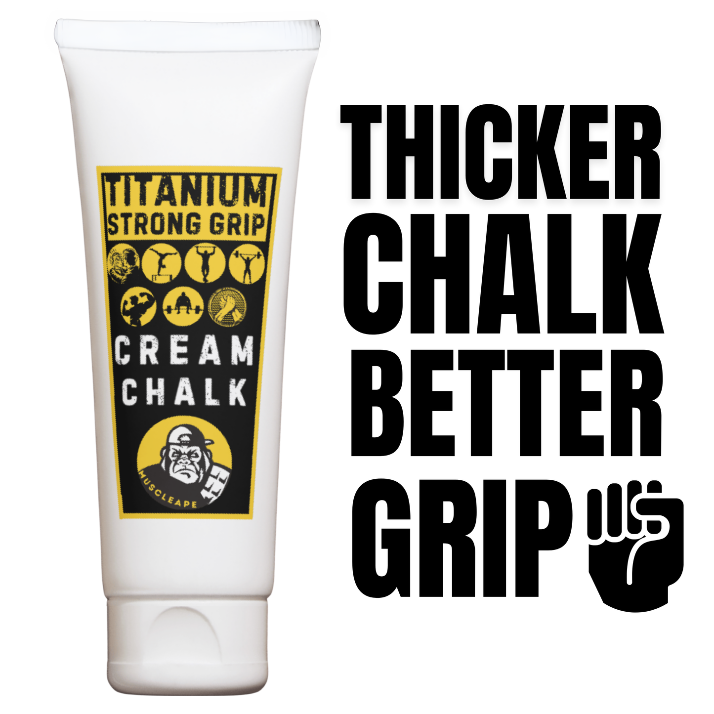 Muscleape Liquid Chalk Cream for Stronger Titanium Strenght Dry Grip. Sweat Free Hands for Weightlifting, Gym, Calisthenics, Gymnastics, CrossFit, Bodybuilding. Grip Harder- Lift Heavier. 250++ Lifts | | Muscleape