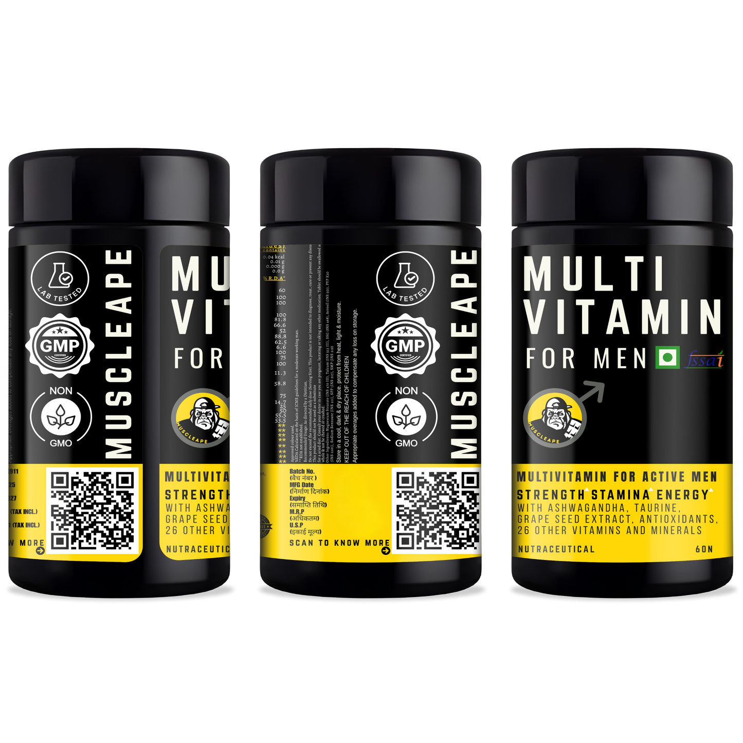 Muscleape Multivitamin for Men | 60 Veg Tablets | 26 Vitamins & Minerals