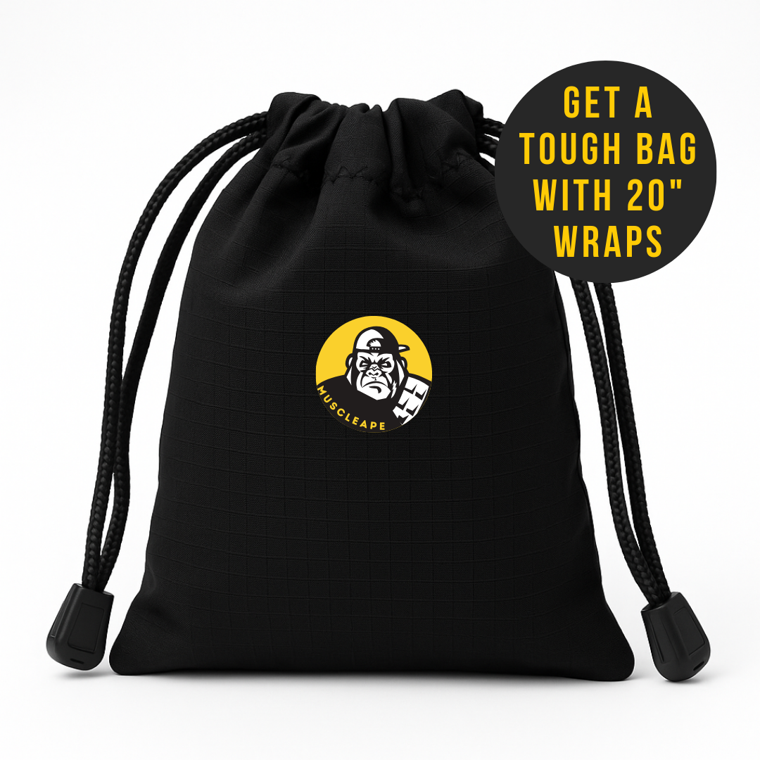 Muscleape Red Wrist Wraps  – Adjustable Thumb-Loop Support for Weightlifting & Powerlifting (Black)