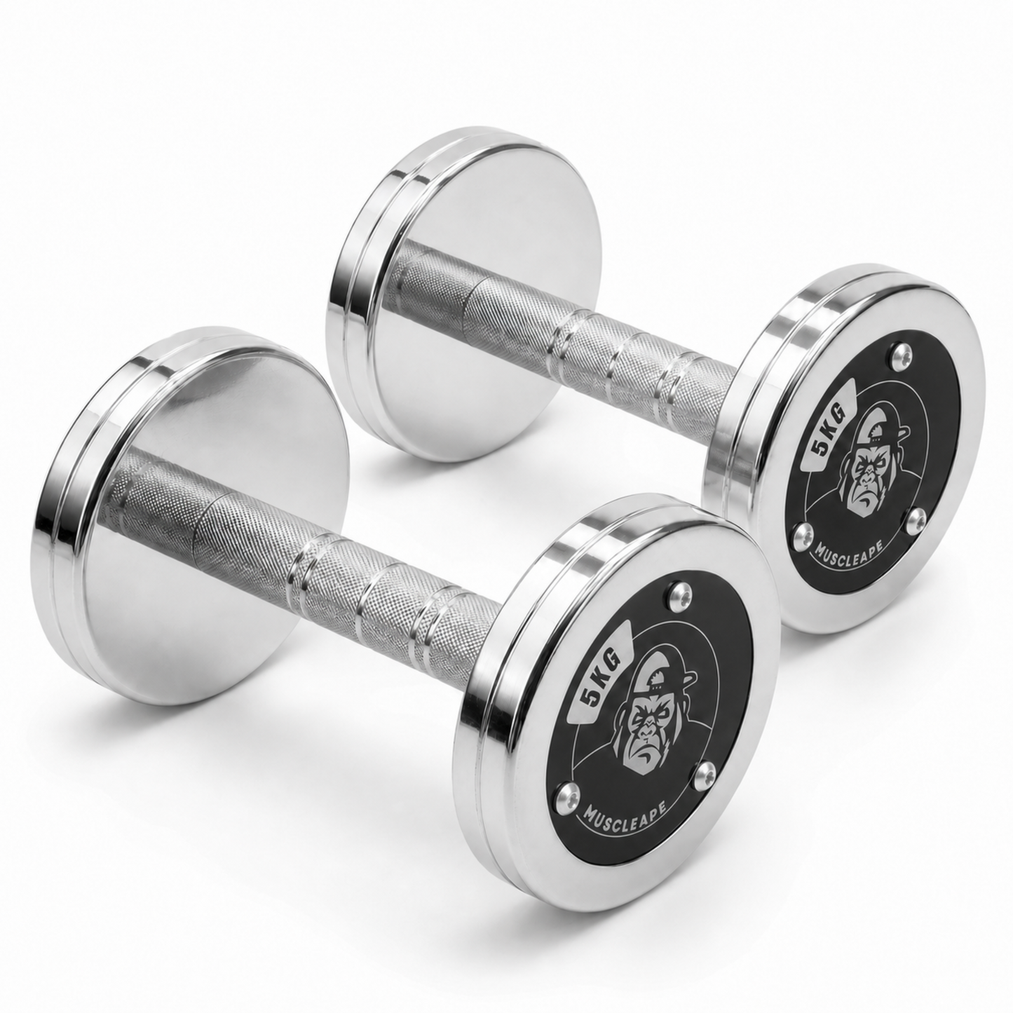 Muscleape Callibrated Chrome Plated Steel Dumbells. Pair Of 2